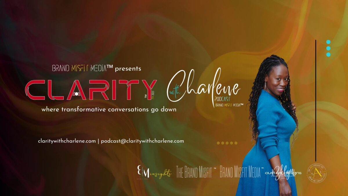 Bklyn Custom Designs™ announcement of Clarity with Charlene™ podcast full banner