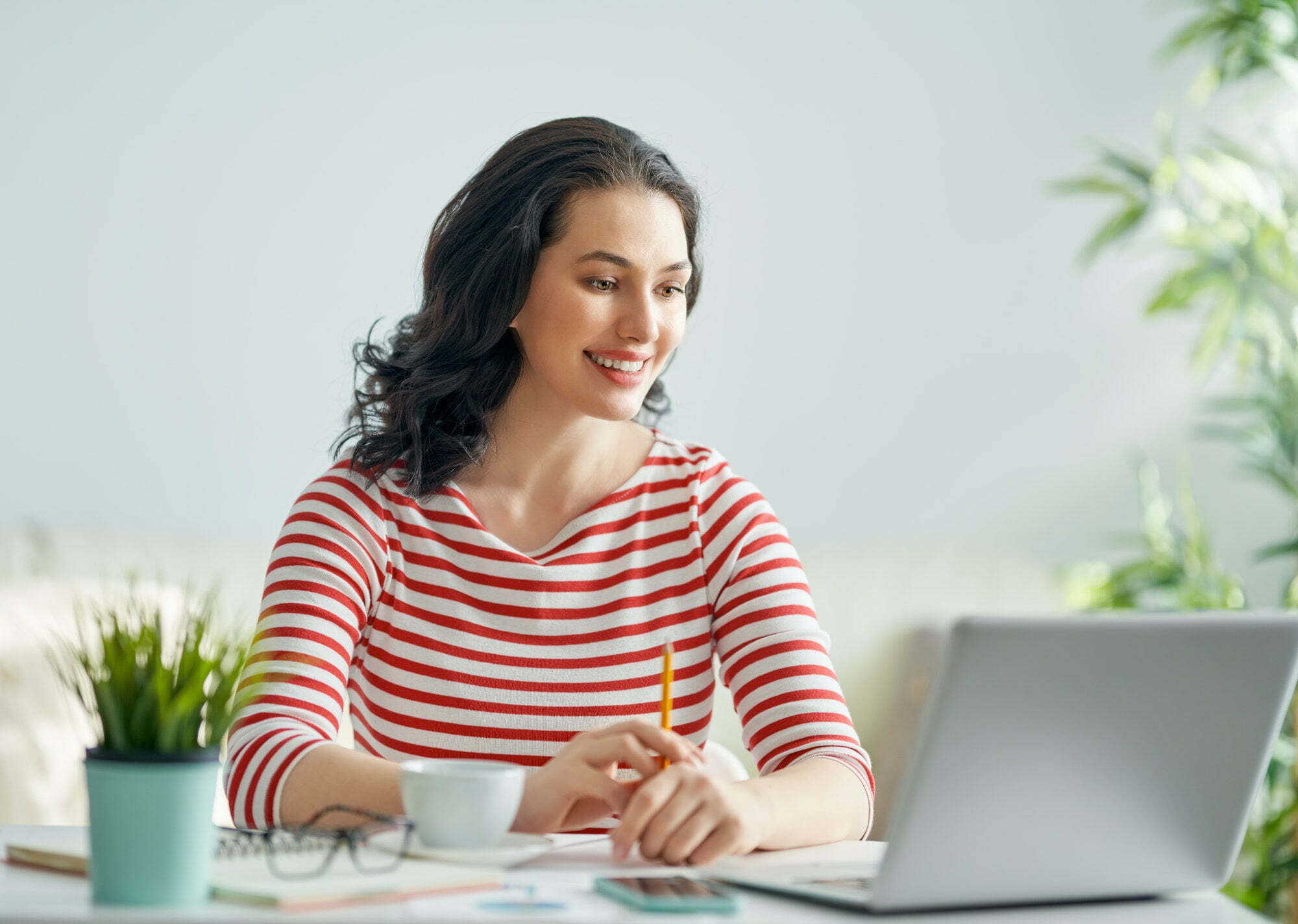 woman working on a laptop